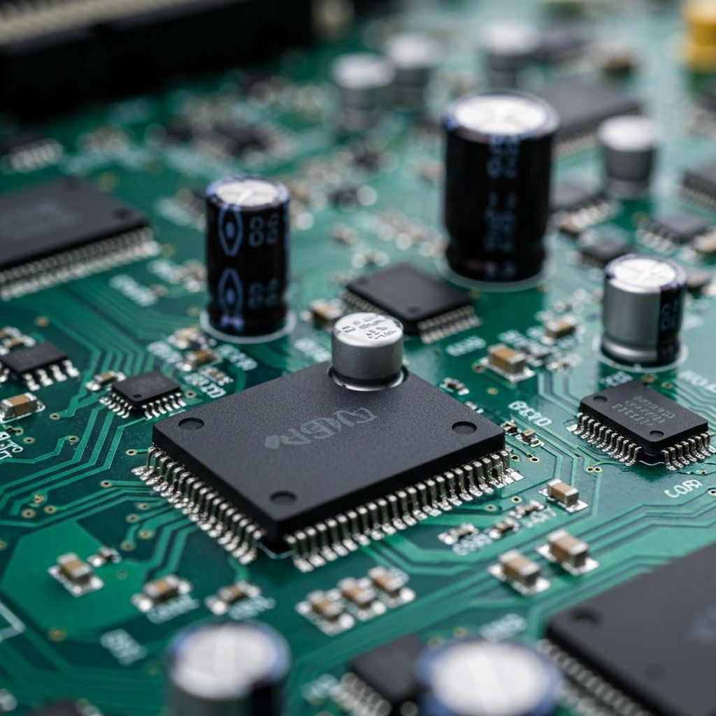 Close-up of circuit board with modern components