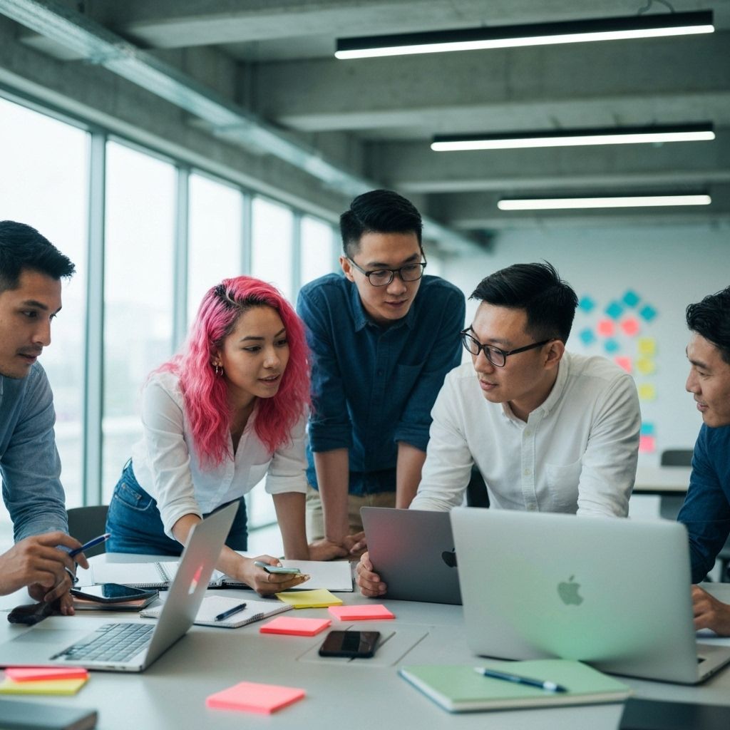 Team collaboration in a modern office